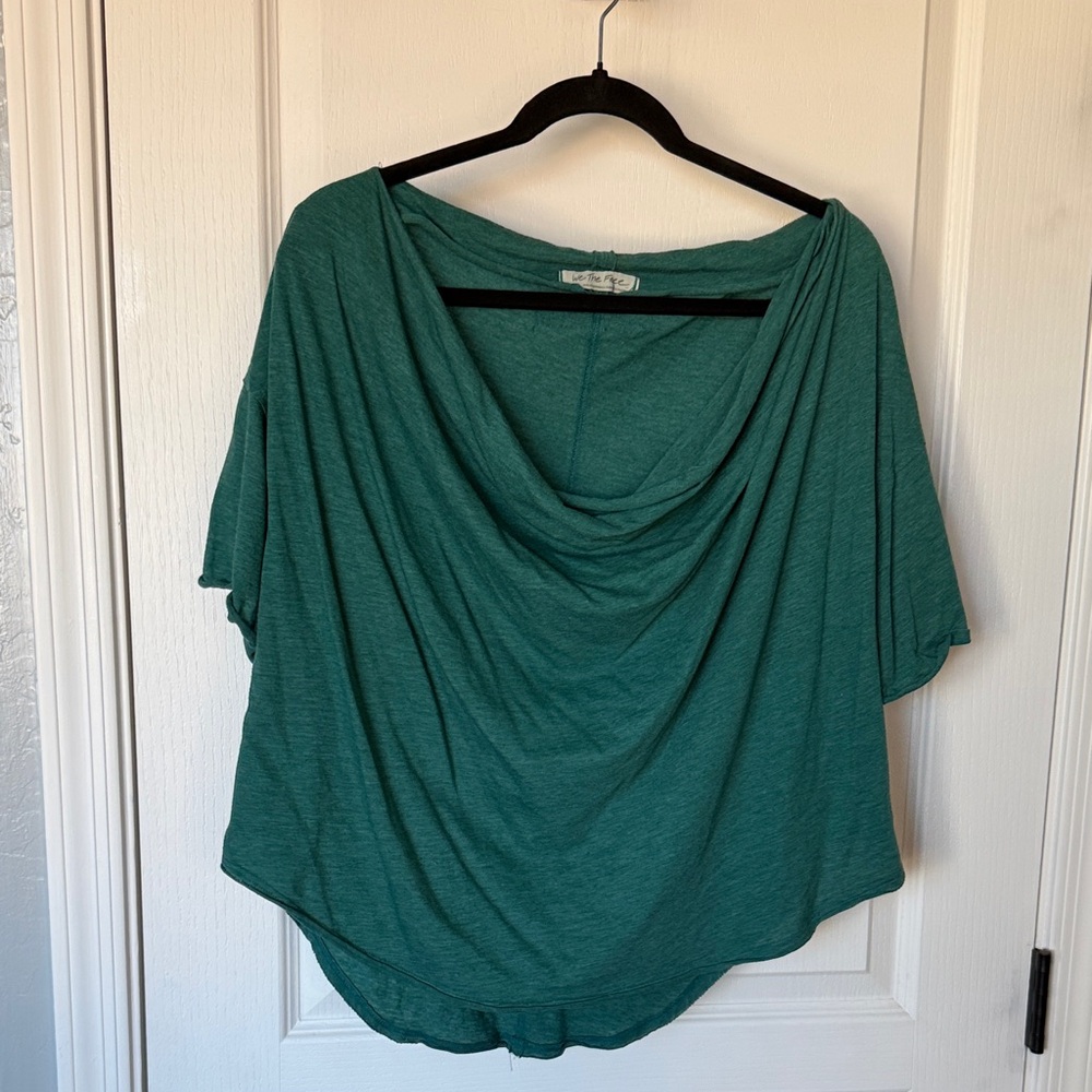 We The Free Teal Draped Short Sleeve Top medium